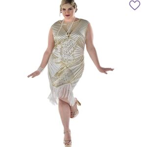 Plus Size Flapper Dress Halloween 🎃 Costume New art deco gold xxl 18 20